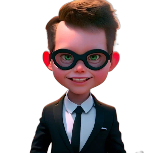 staff, face, cartoon, 3d render transparent PNG cut-out