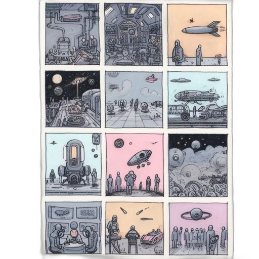 concept art, comic book art, outer space, night transparent PNG cut-out