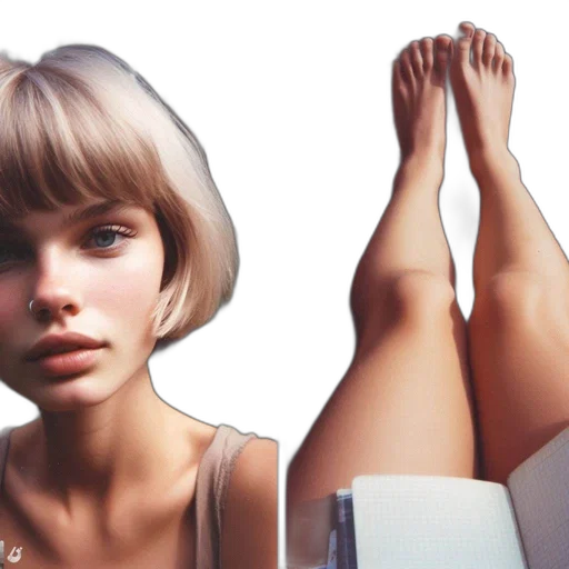shoes, hair, face, dress transparent PNG cut-out
