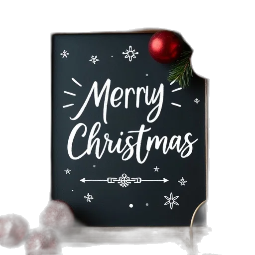 3d render, photorealistic, chalkboard, christmas transparent PNG cut-out