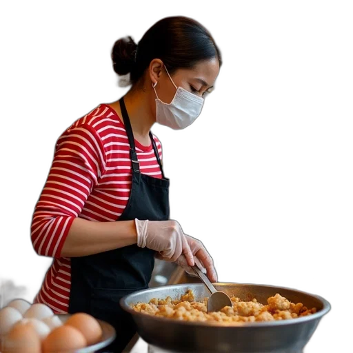 food, staff, mask, woman transparent PNG cut-out