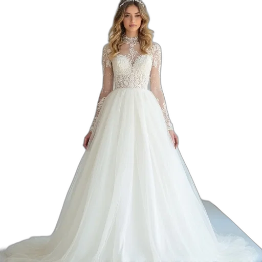 dress, woman, standing, runway transparent PNG cut-out