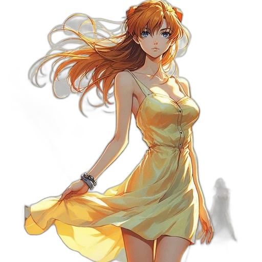 dress, staff, anime, concept art transparent PNG cut-out
