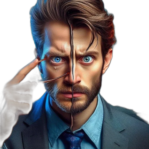 face, mask, hair, photorealistic transparent PNG cut-out