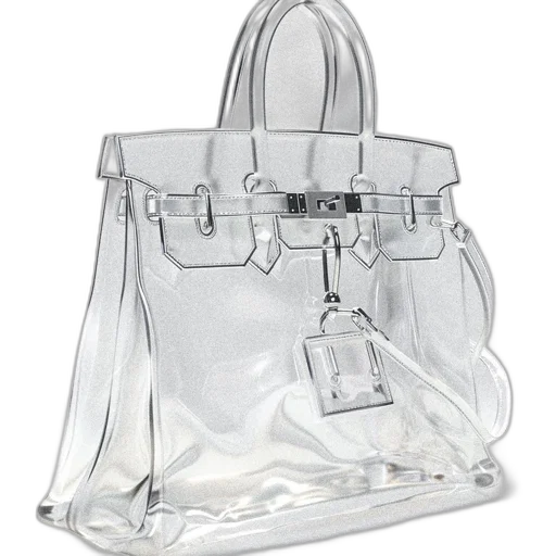 clear, transparent, handbag, silver transparent PNG cut-out