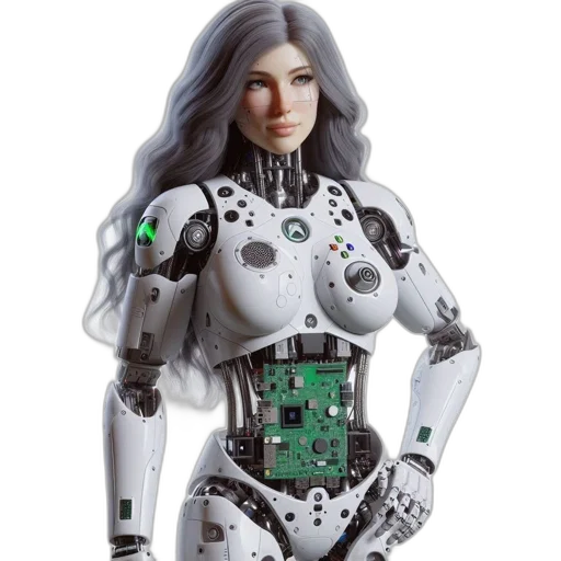 robot, cyberpunk, concept art, 3d render transparent PNG cut-out