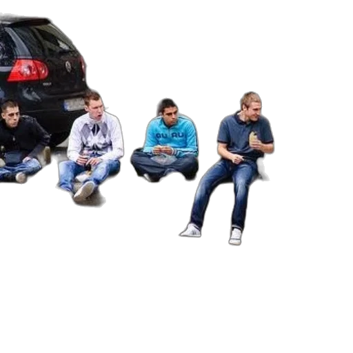 car, five, men, sitting transparent PNG cut-out