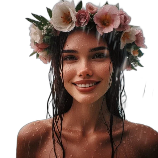 crown, flower, face, hat transparent PNG cut-out