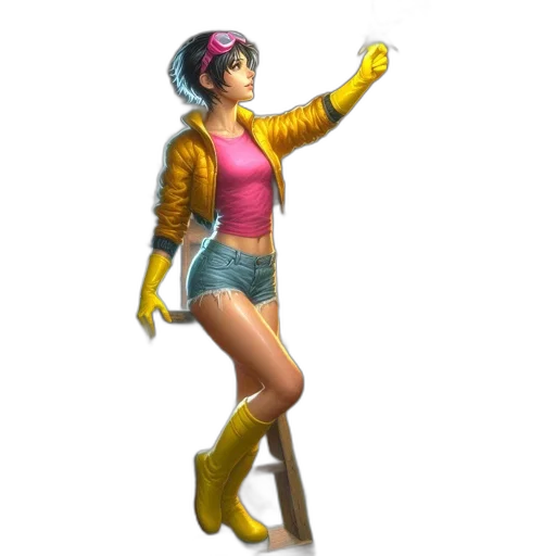 jacket, staff, concept art, 3d render transparent PNG cut-out
