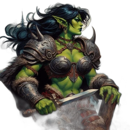 fantasy art, comic book art, concept art, green transparent PNG cut-out