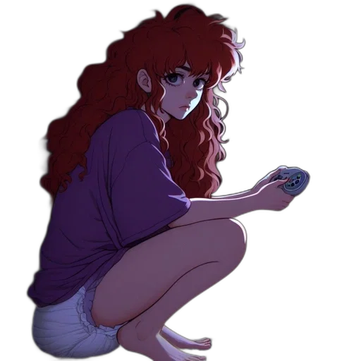 creature, dress, hair, staff transparent PNG cut-out