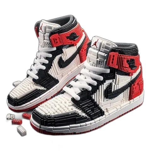 shoes, 3d render, pair, life-sized transparent PNG cut-out