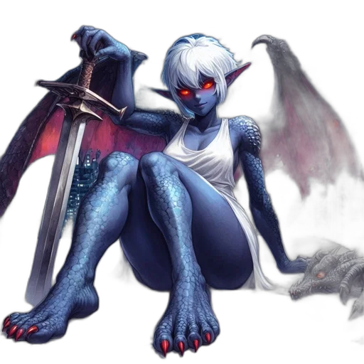 dragon, creature, staff, fantasy art transparent PNG cut-out