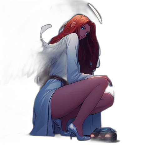 dress, creature, staff, concept art transparent PNG cut-out