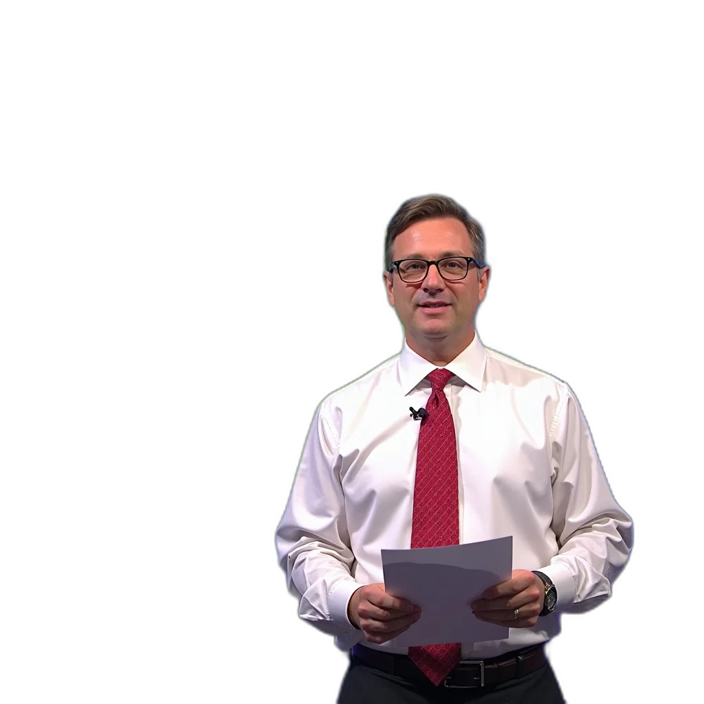 outer space, news, anchor, presenting transparent PNG cut-out