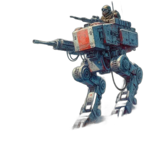 robot, weapon, concept art, 3d render transparent PNG cut-out