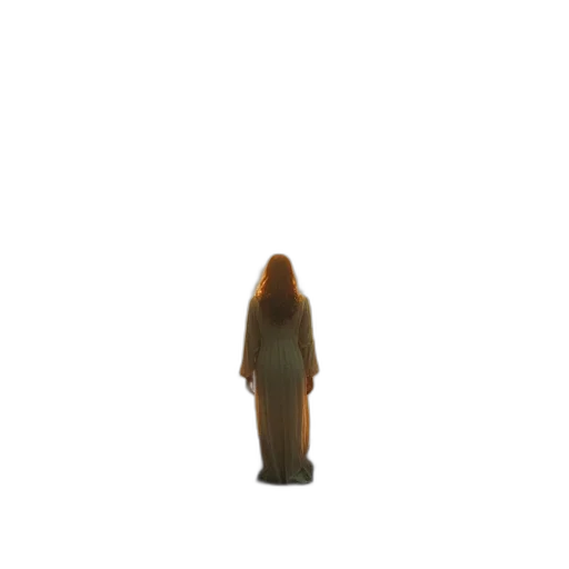 dress, hair, creature, staff transparent PNG cut-out
