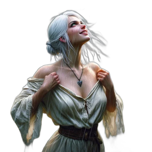 face, dress, staff, fantasy art transparent PNG cut-out