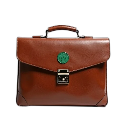 close-up, brown, leather, briefcase transparent PNG cut-out
