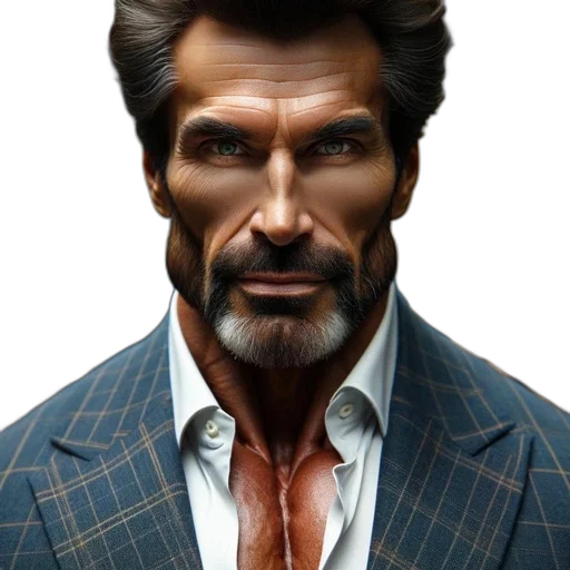 face, jacket, photorealistic, 3d render transparent PNG cut-out