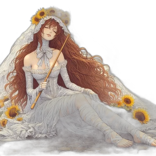 dress, crown, fantasy art, watercolor transparent PNG cut-out
