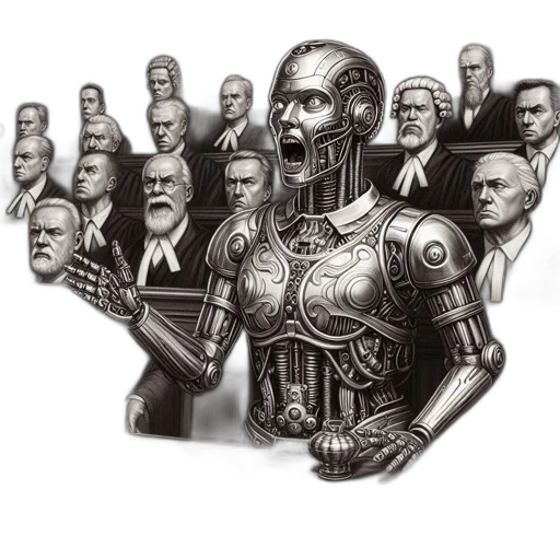 robot, staff, face, sword transparent PNG cut-out
