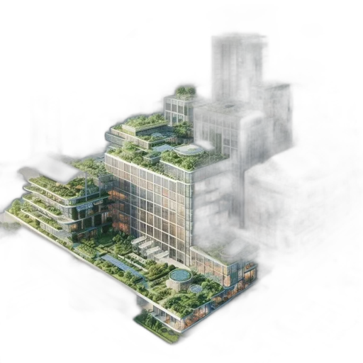 building, 3d render, concept art, photorealistic transparent PNG cut-out