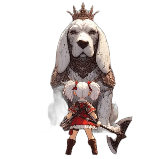 animal, dress, staff, sword transparent PNG cut-out