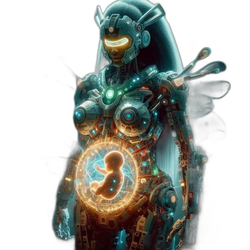 robot, jewelry, dress, staff transparent PNG cut-out