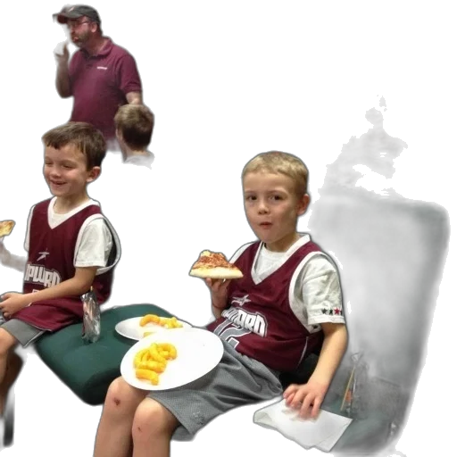 food, group, kids, wearing transparent PNG cut-out