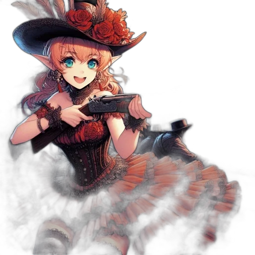 staff, hat, dress, weapon transparent PNG cut-out