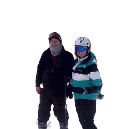 staff, snow, two, skiers transparent PNG cut-out