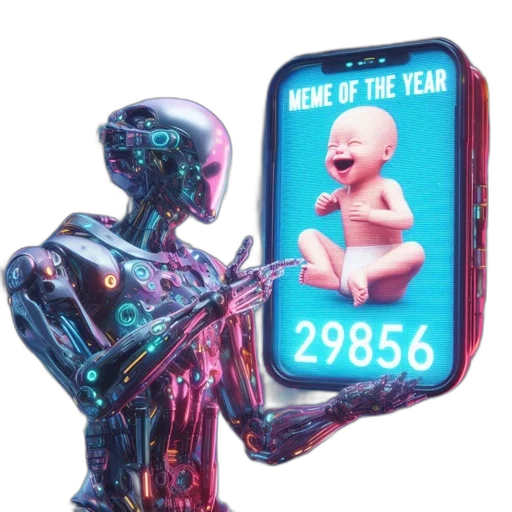 robot, creature, weapon, vaporwave transparent PNG cut-out