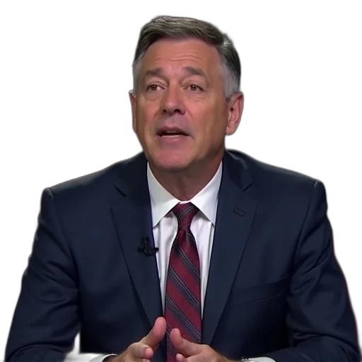 man, suit, speaking, television transparent PNG cut-out