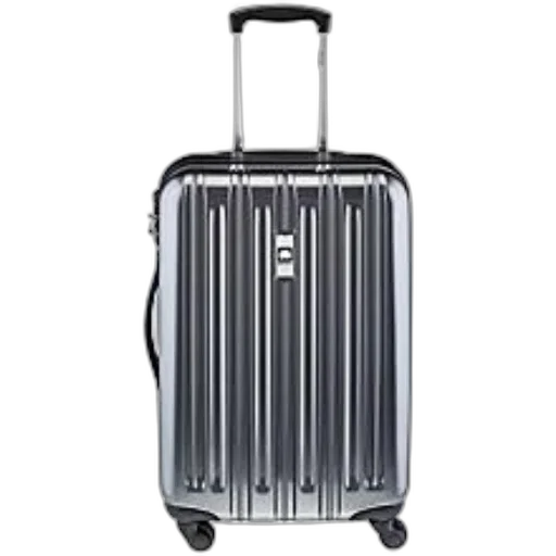 sleek, silver, suitcase, vertical transparent PNG cut-out