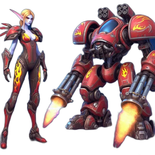 robot, weapon, concept art, pixel art transparent PNG cut-out