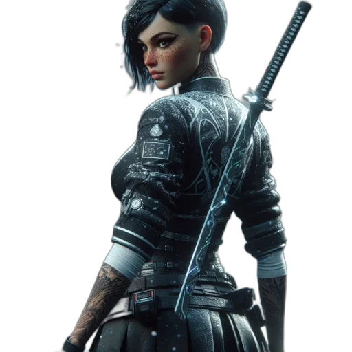 jacket, weapon, staff, sword transparent PNG cut-out