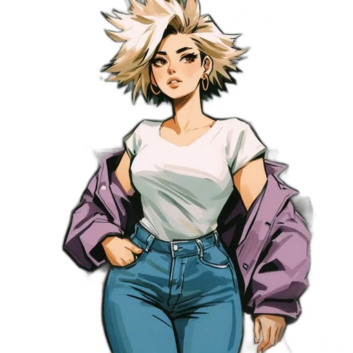 jacket, staff, hair, dress transparent PNG cut-out