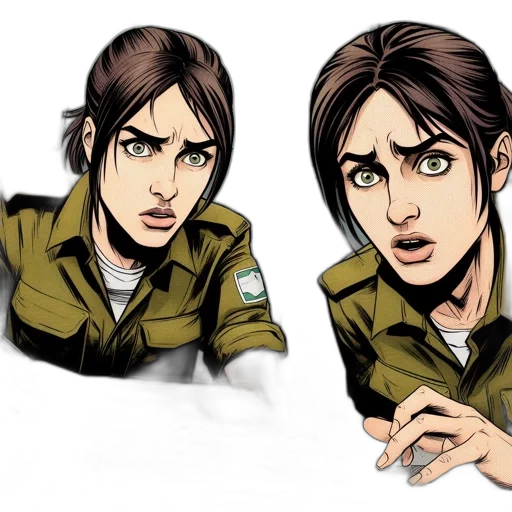 face, jacket, staff, comic book art transparent PNG cut-out