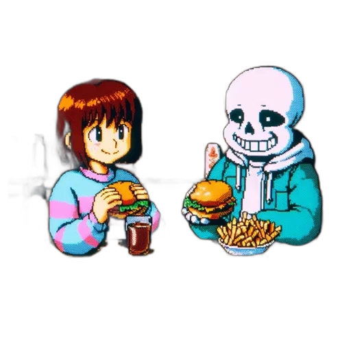 food, robot, pixel art, vaporwave transparent PNG cut-out