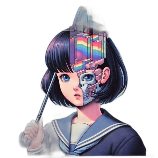 umbrella, mask, staff, robot transparent PNG cut-out
