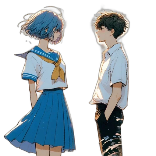 dress, anime, concept art, watercolor transparent PNG cut-out