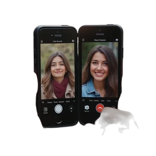 face, photorealistic, two, iphones transparent PNG cut-out