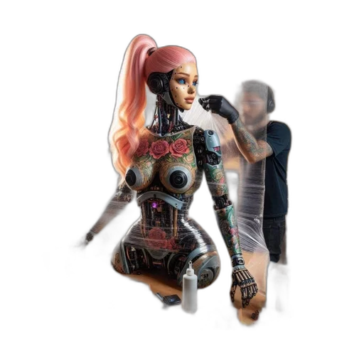 robot, weapon, staff, concept art transparent PNG cut-out