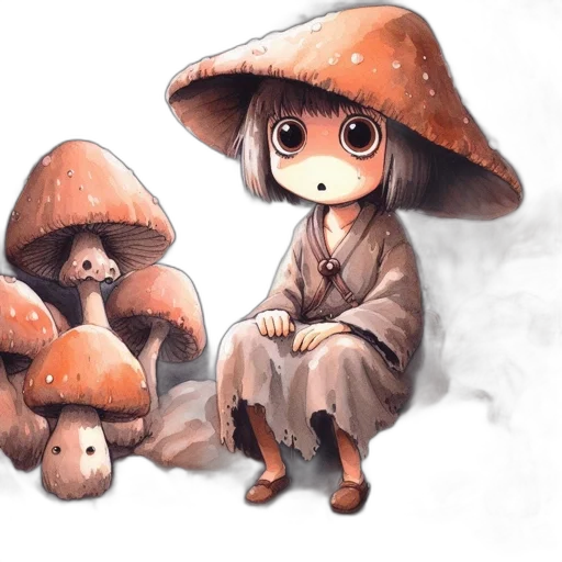 hat, umbrella, creature, watercolor transparent PNG cut-out