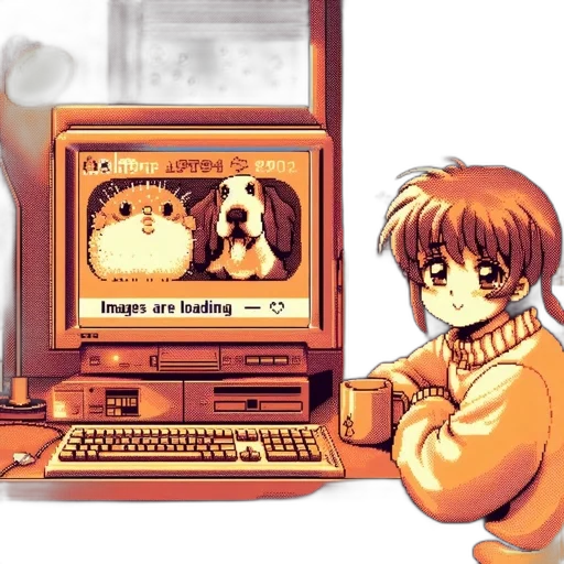 animal, pixel art, anime, vaporwave transparent PNG cut-out