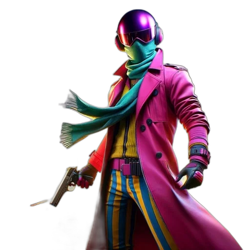 jacket, staff, mask, weapon transparent PNG cut-out