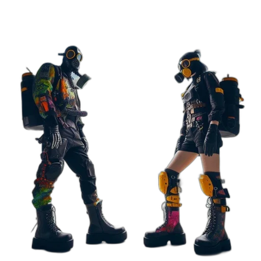 robot, jacket, shoes, concept art transparent PNG cut-out