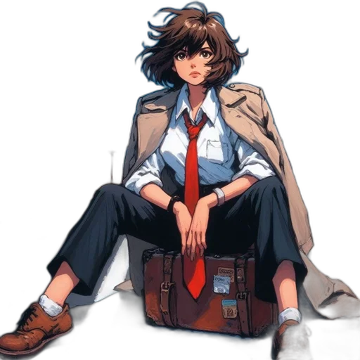 jacket, staff, concept art, anime transparent PNG cut-out