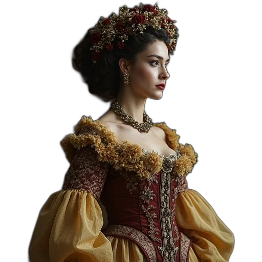 dress, crown, jewelry, face transparent PNG cut-out